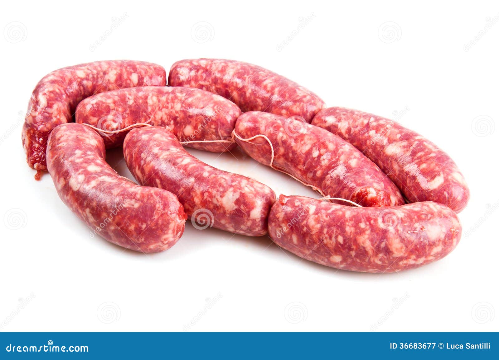 Fresh Sausage Isolated on White Background Stock Image Image of