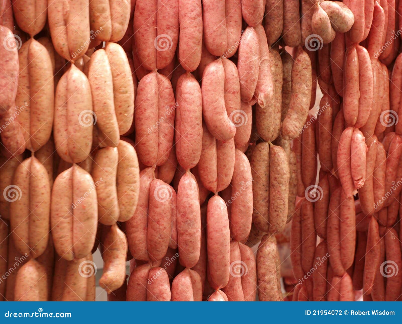 Fresh Sausages Hanging on Hooks Stock Photo Image of string, beef