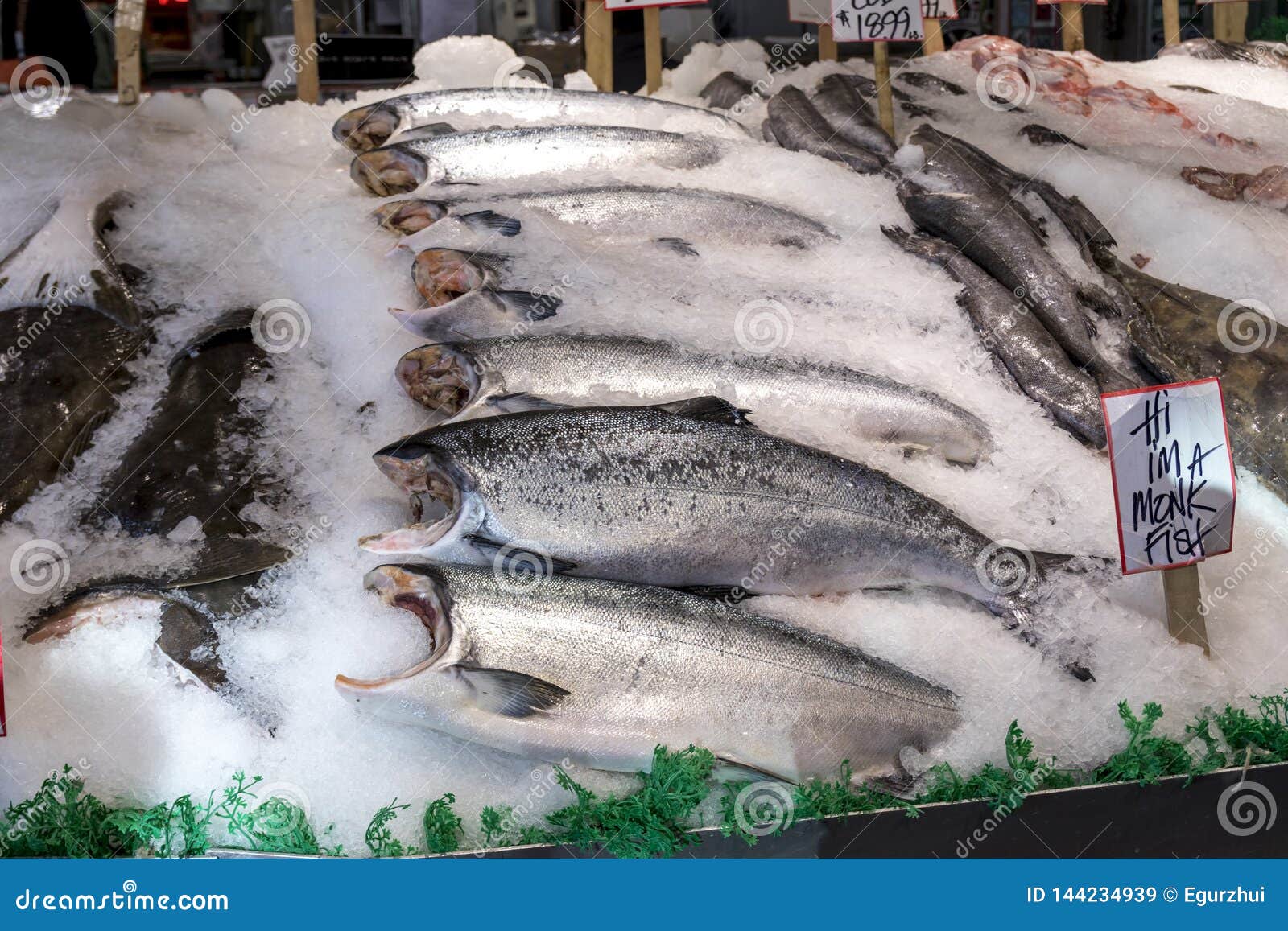 Fresh Seafood on the Fish Market Stock Image Image of shellfish, overhead 144234939