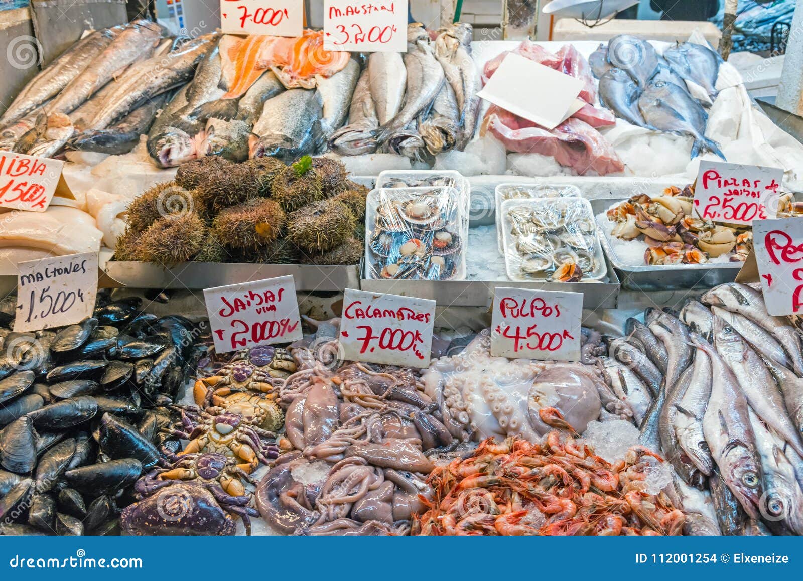 Fresh Seafood And Fish For Sale At A Market Stock Photo ...
