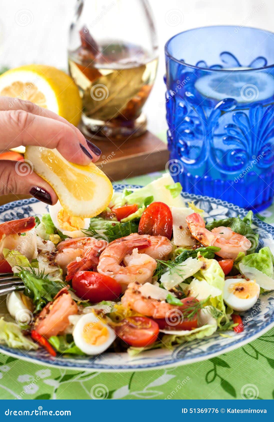 Fresh Shrimps, Eggs and Vegetables Salad Stock Photo Image of lettuce