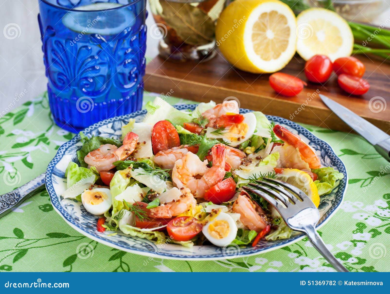 Fresh Shrimps, Eggs and Vegetables Salad Stock Photo Image of romaine