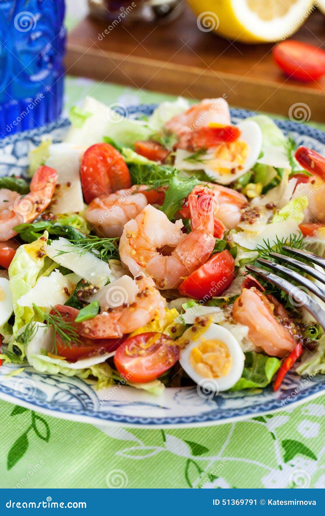 Fresh Shrimps, Eggs and Vegetables Salad Stock Image Image of dinner