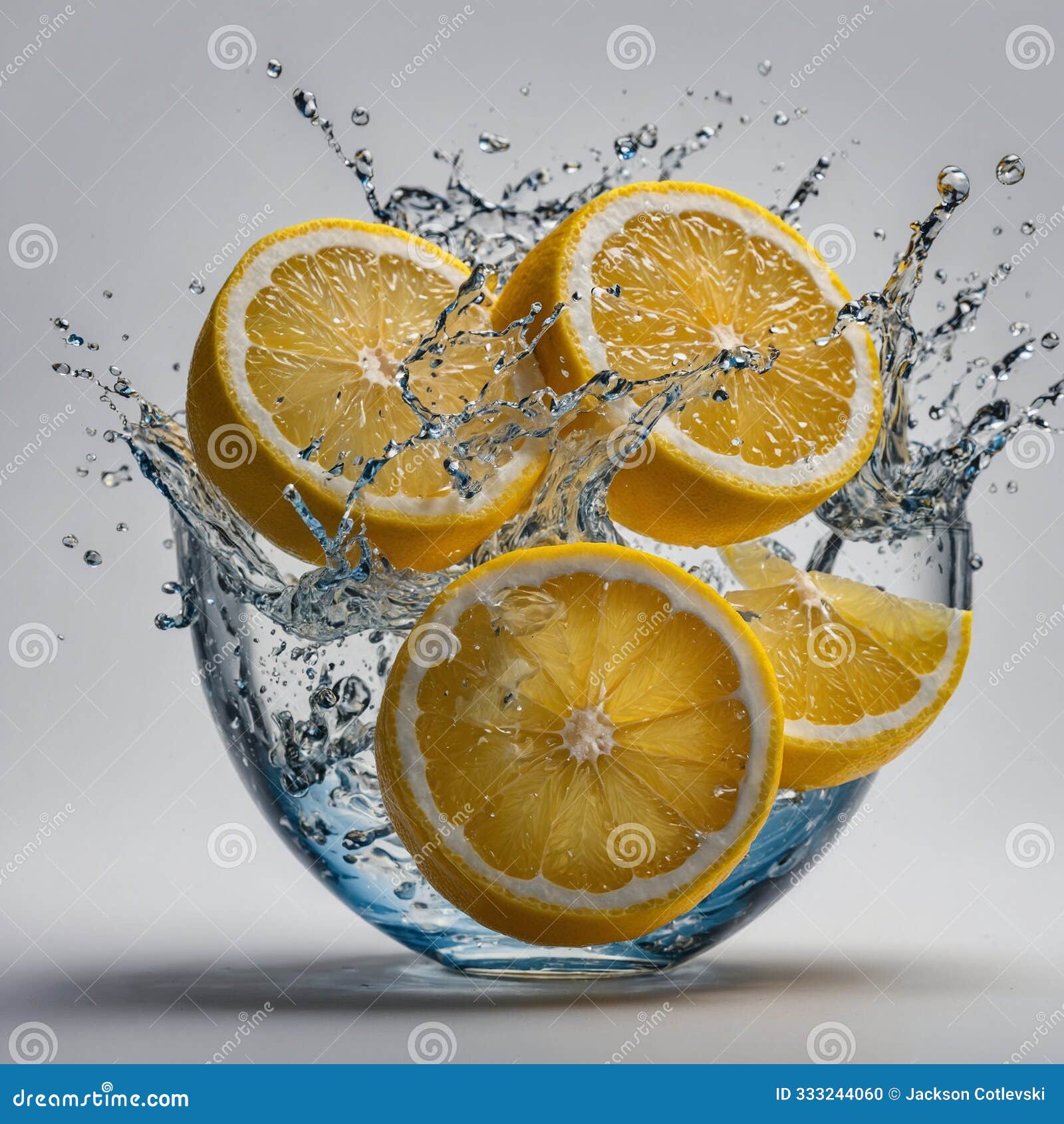 fresh sicilian lemon with splash of water, ai-generated image of citrus refreshment