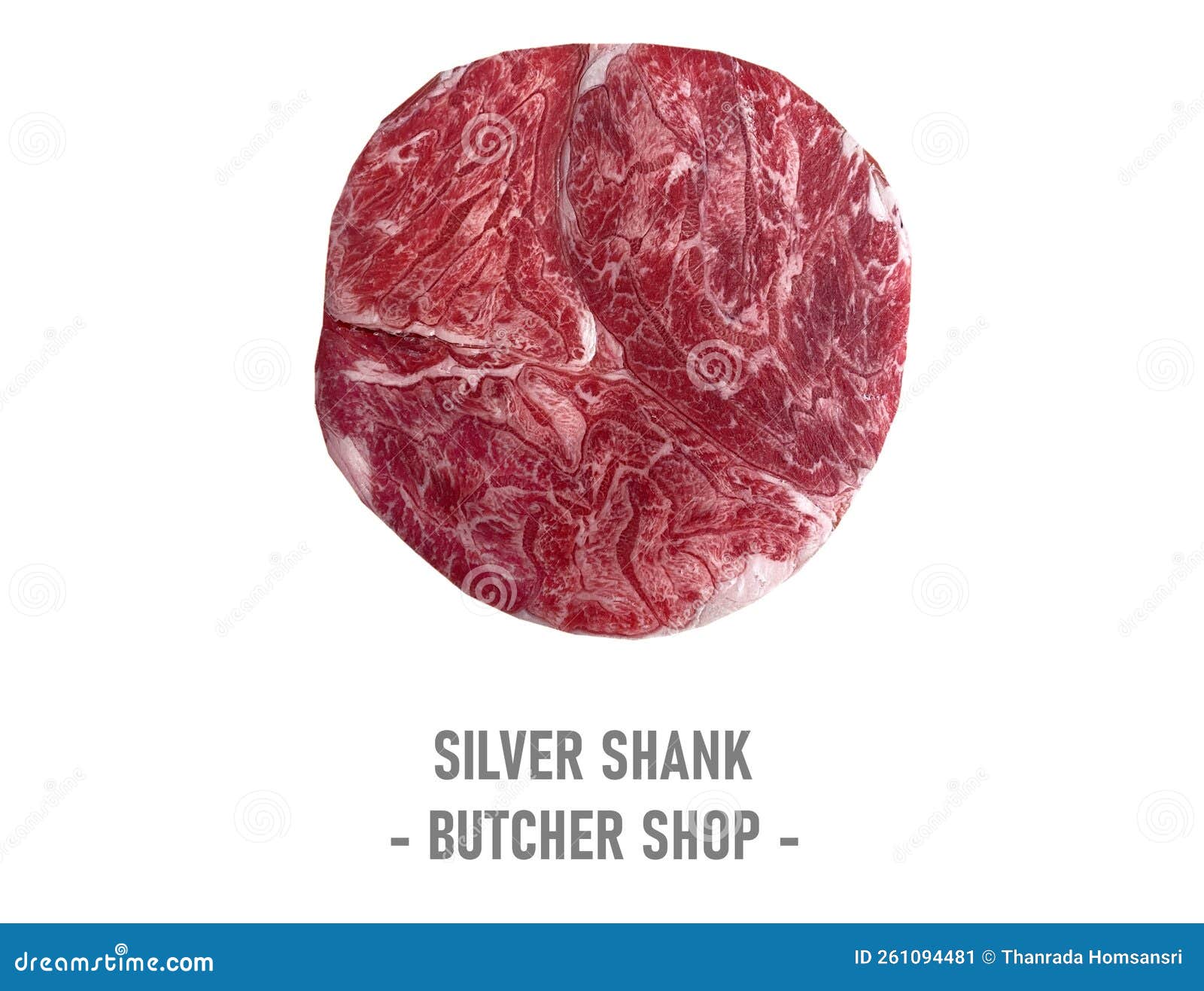 Fresh Silver Shank Beef Isolate on White Background. Stock Image