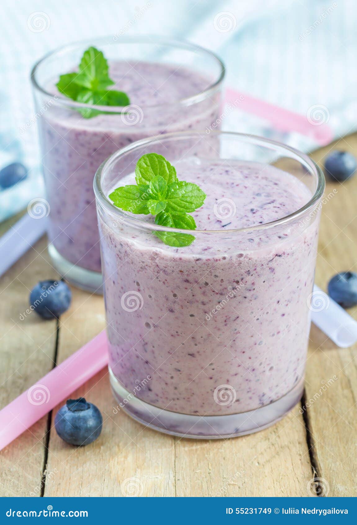 Fresh Smoothie with Blueberry, Banana, Yogurt Stock Image Image of