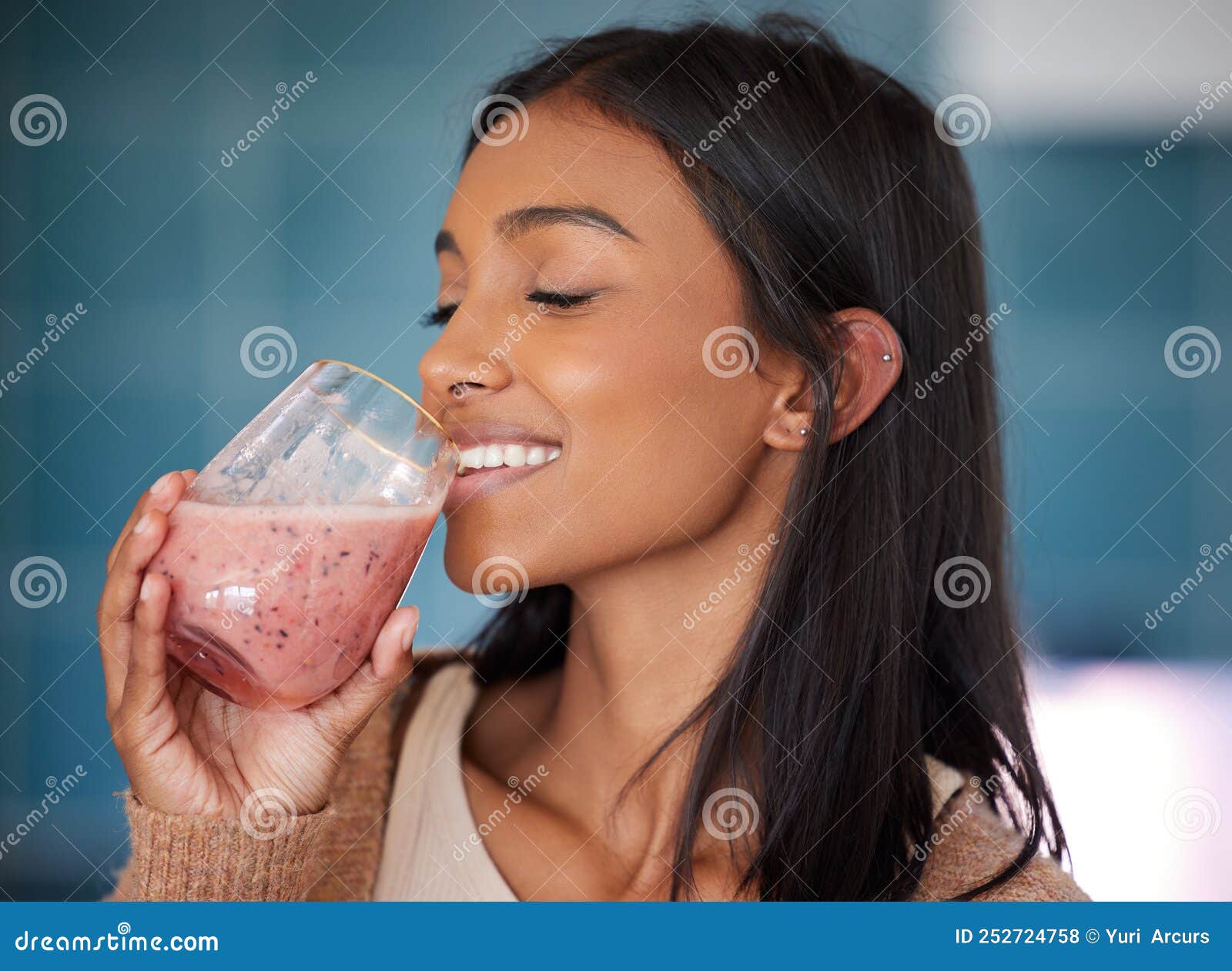 Fresh Smoothies Nourish Your Body With Many Essential Vitamins A Young Woman Drinking A Healthy 