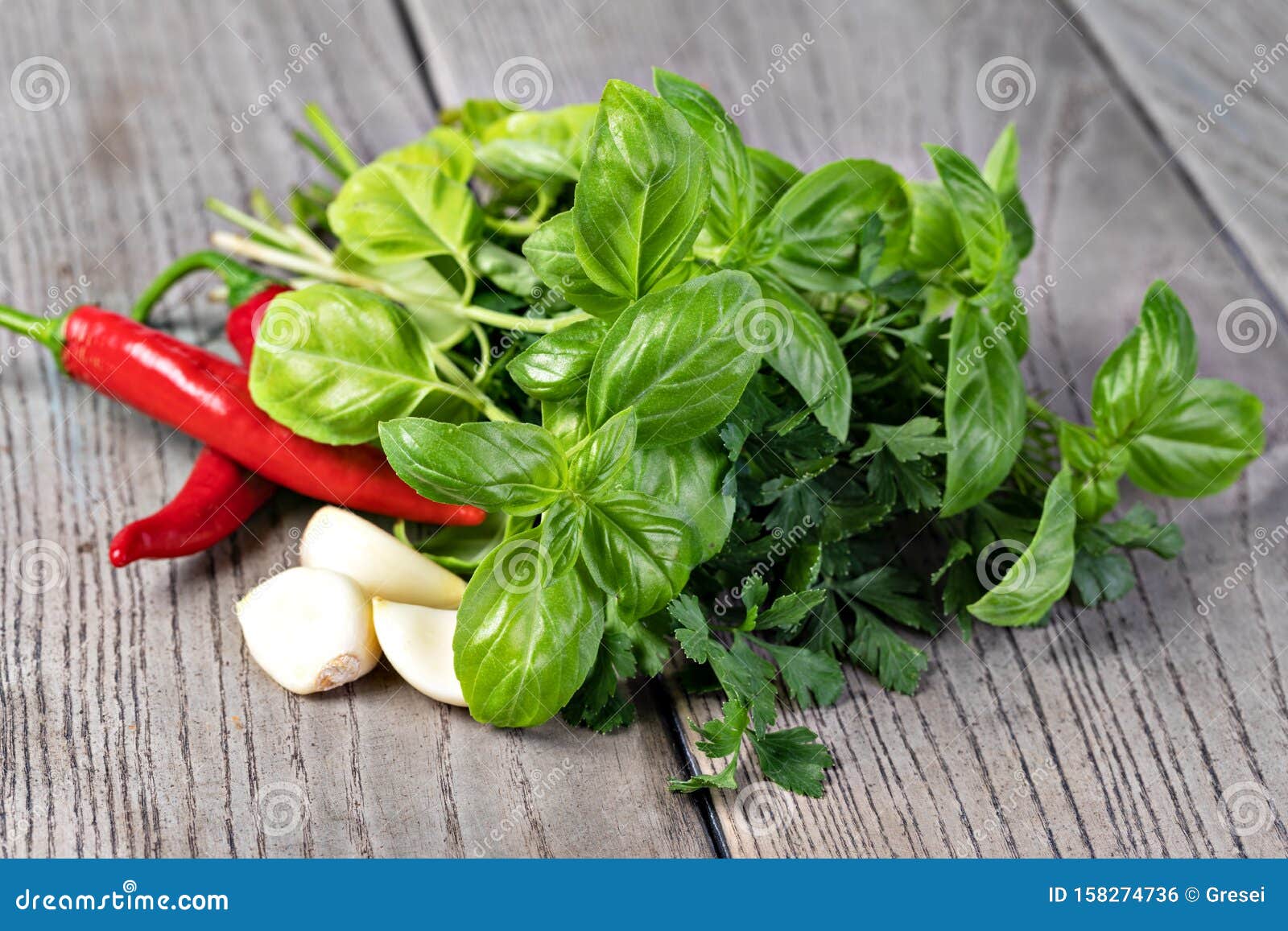 Fresh spices and herbs stock photo. Image of taste, herbal 158274736