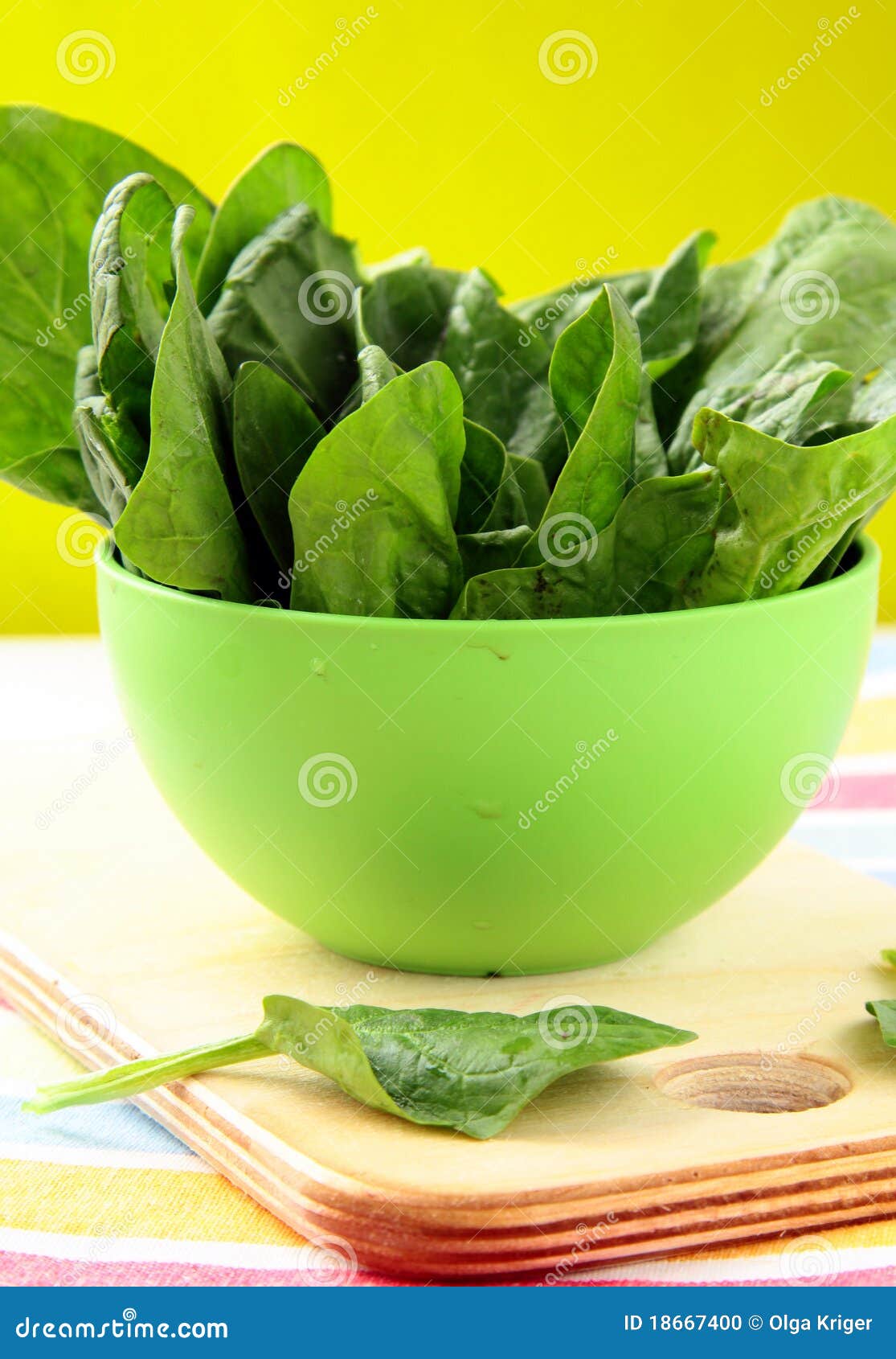 Fresh Spinach in a Green Bowl Stock Photo Image of organic, freshness