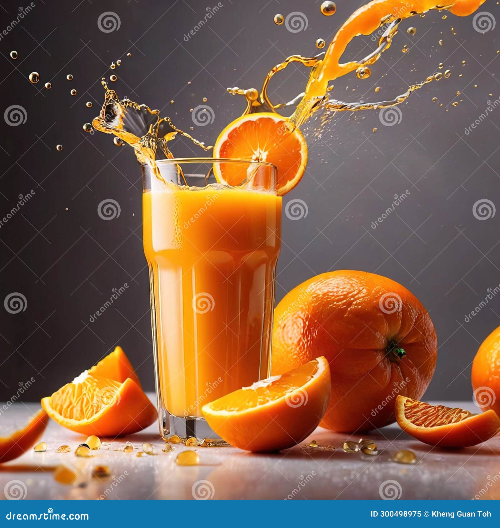 Fresh Squeezed Orange Juice, with Dynamic Splash Effect Stock