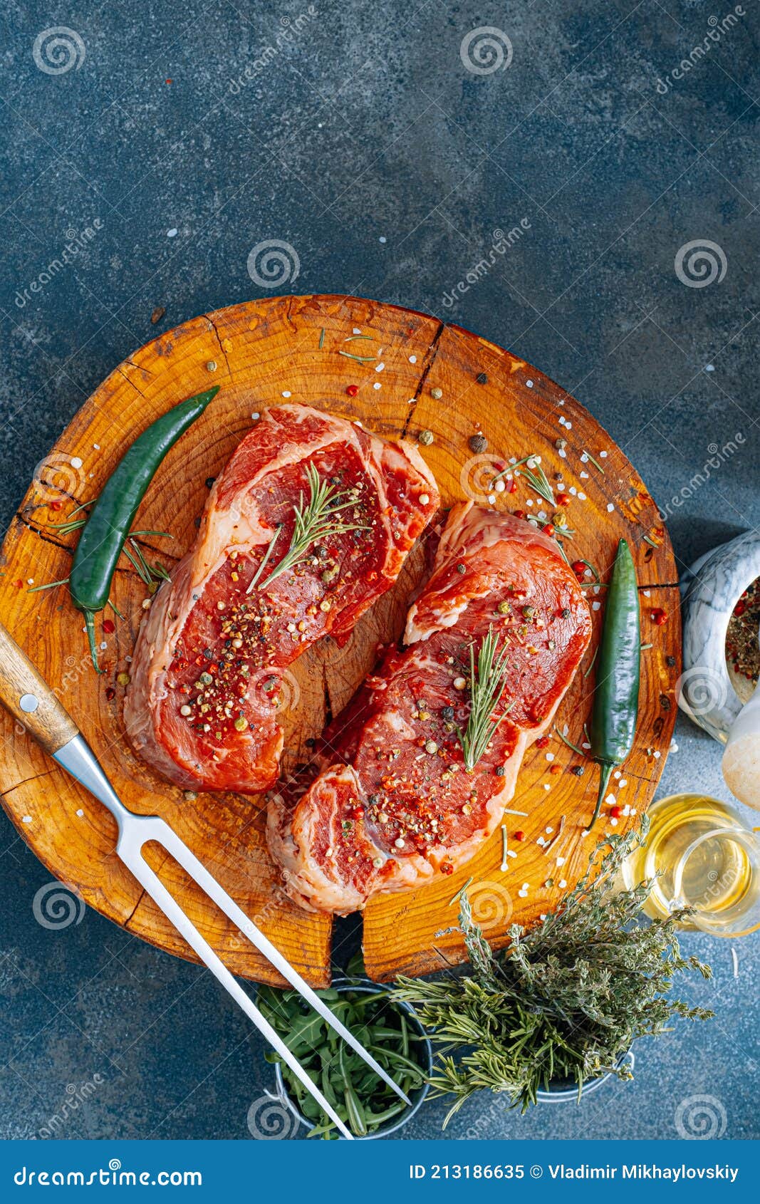 Fresh Steak for Dinner. Premium Raw Beef Steak Ready To Cook Stock