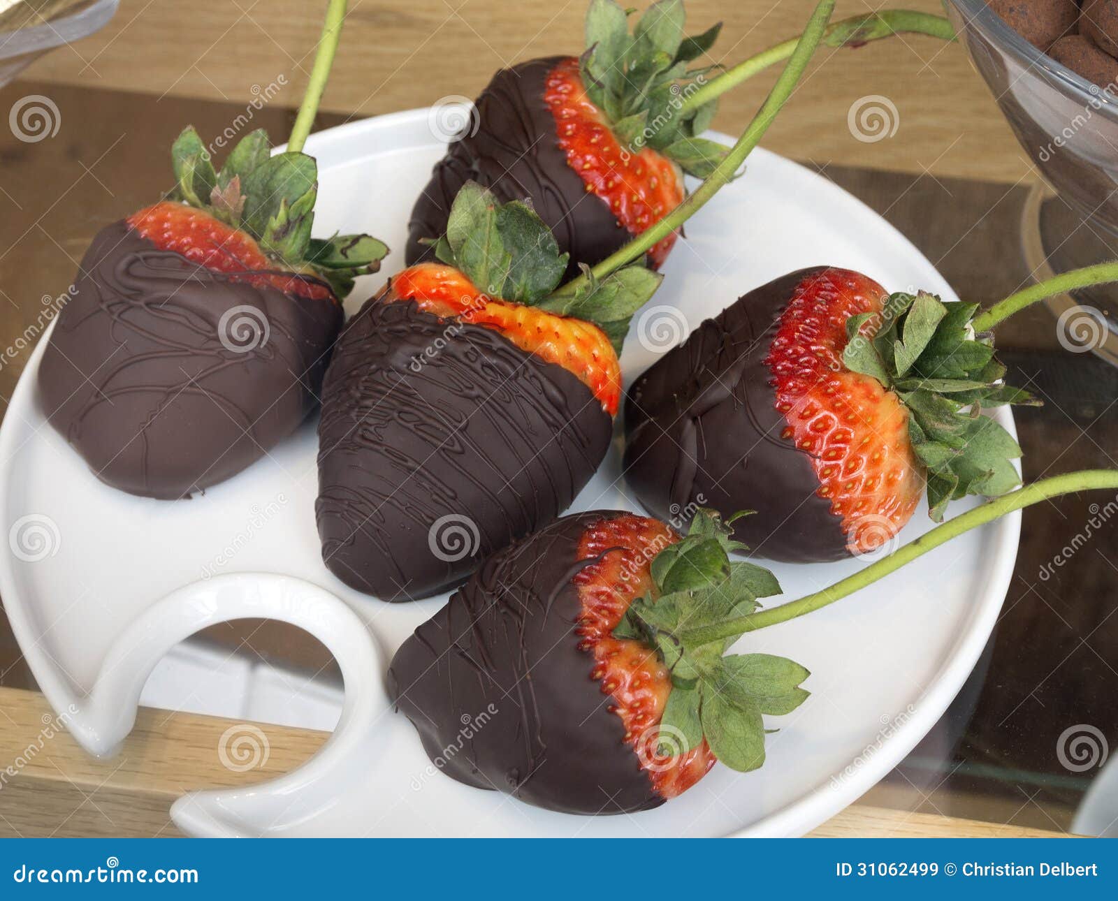 Fresh Strawberries Dipped in Dark Chocolate Stock Image Image of