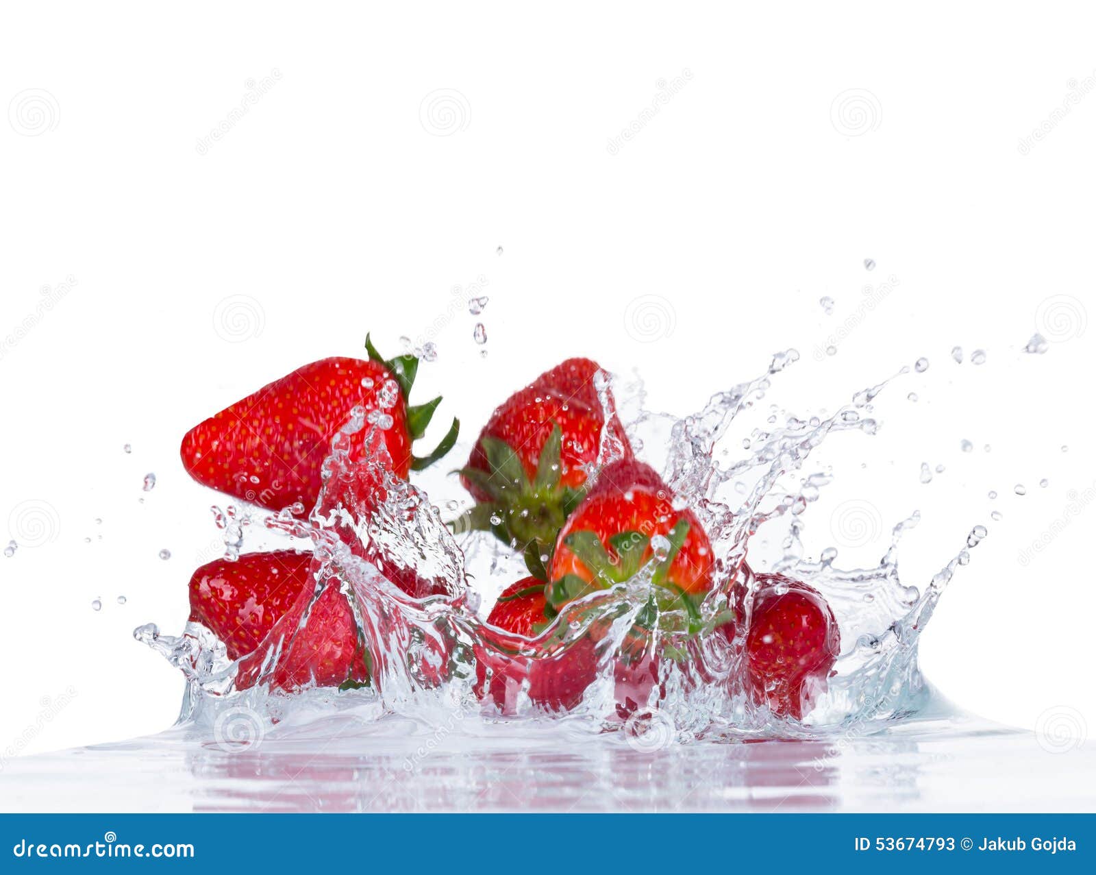 Fresh Strawberries in Water Splash on White Stock Image Image of