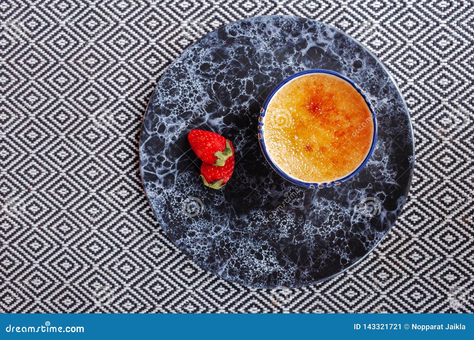 Fresh Strawberry with Caramelized Baked Custards Stock Image Image of