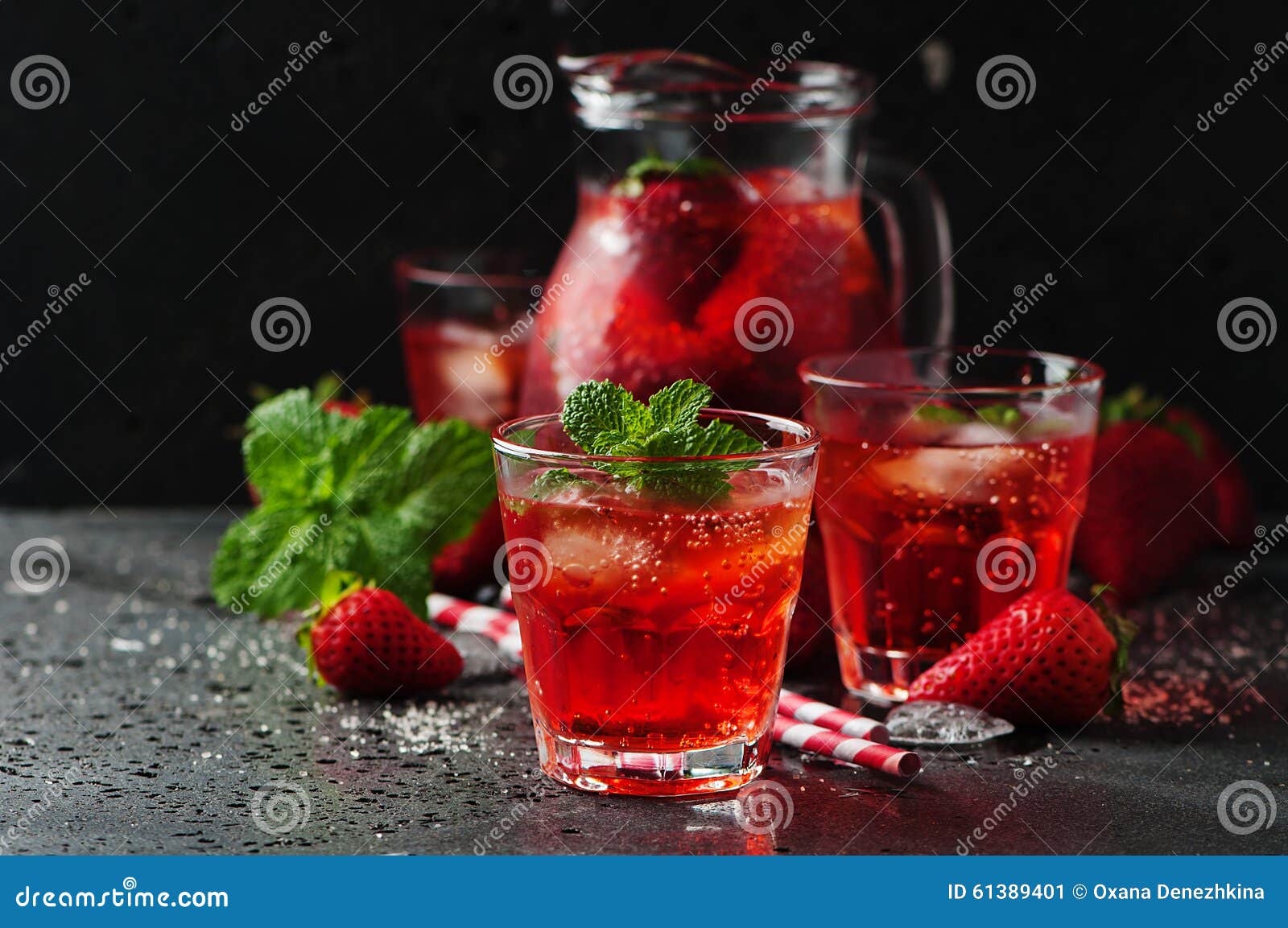 Fresh Strawberry Lemonade with Mint Stock Image Image of sweet, drink