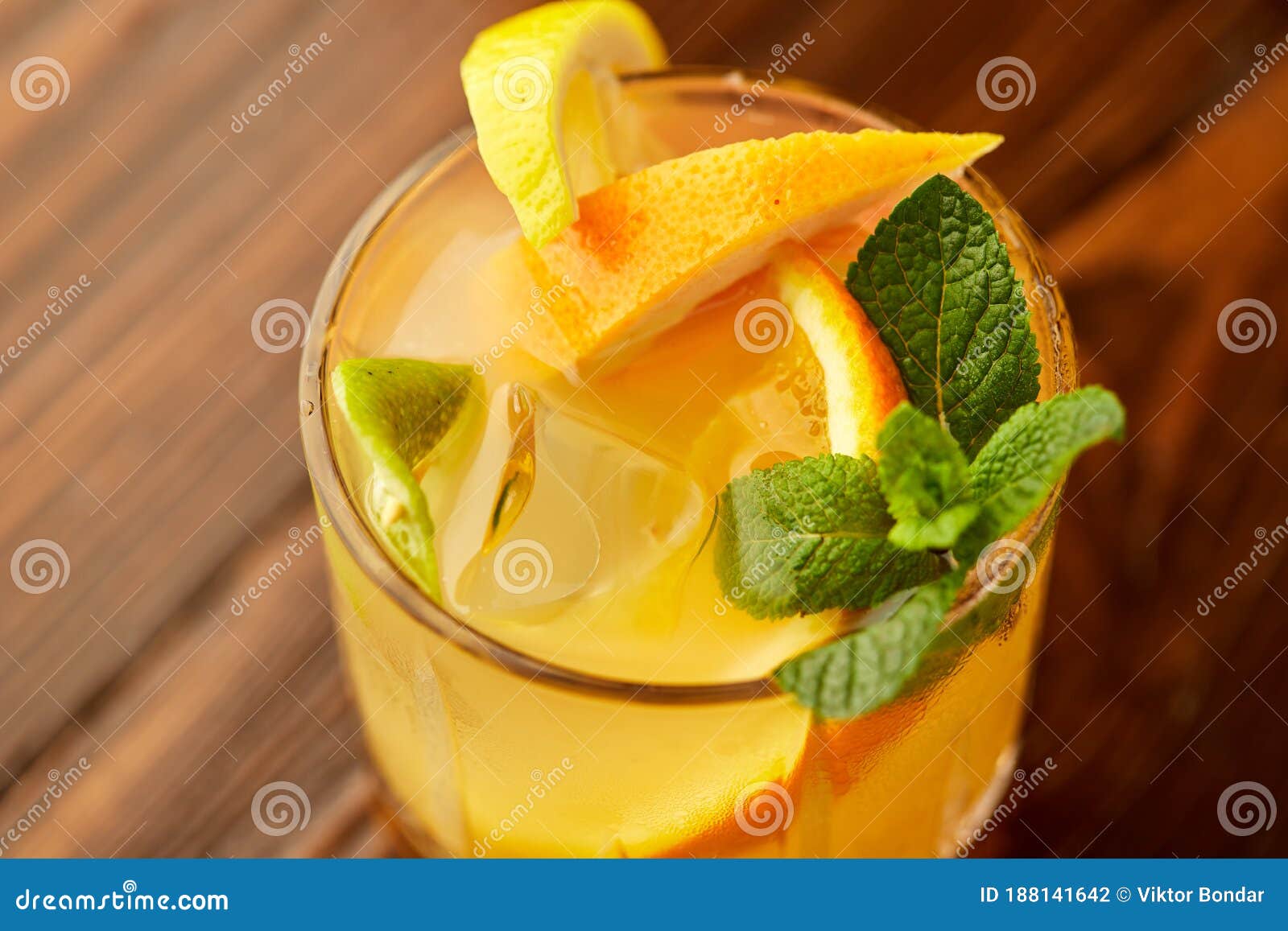 Fresh Summer Cocktail with Lemons, Mint and Ice Called Lemonade Stock