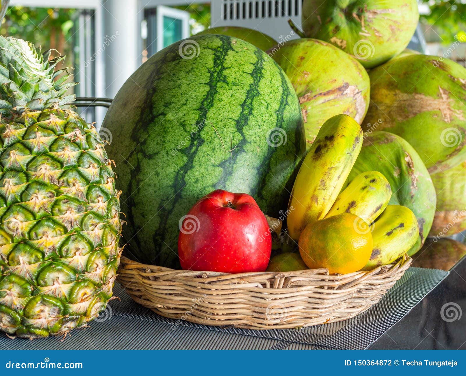 Fresh Summer Fruit, Pineapple, Watermelon, Red Apple, Orange, Bananas