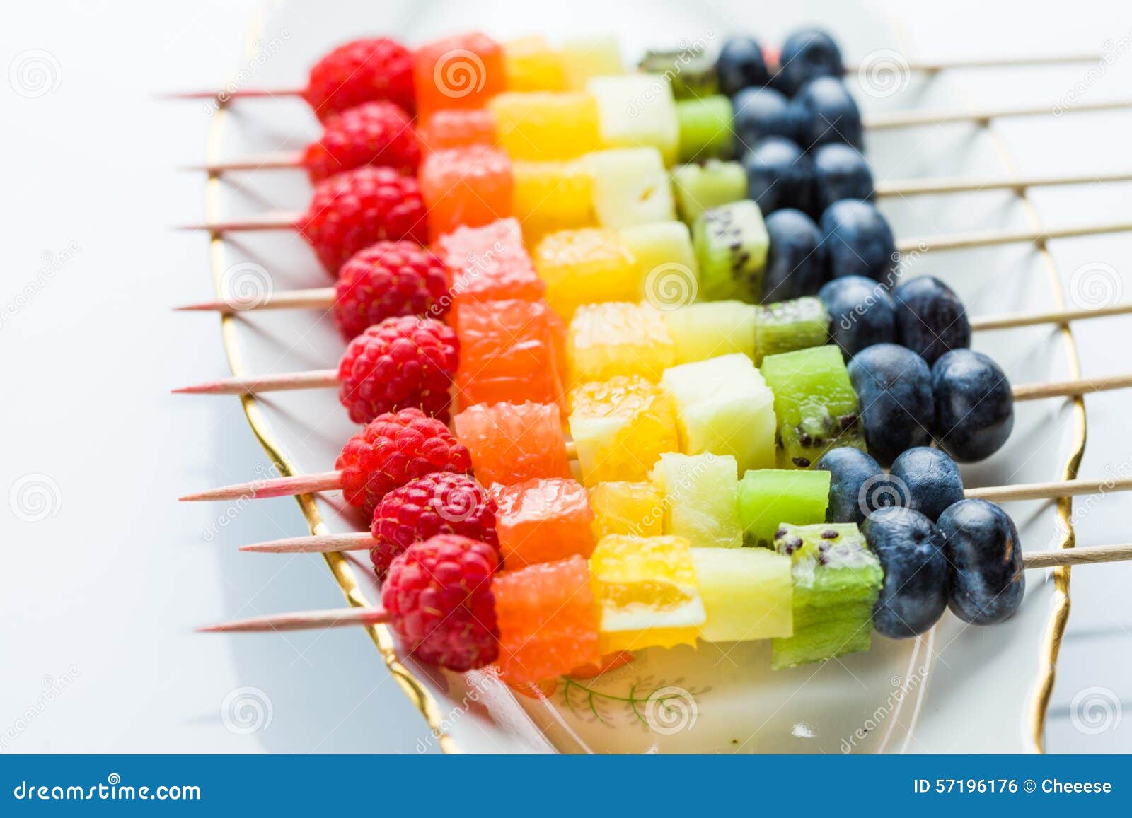 Fresh Summer Fruits on Sticks Stock Photo Image of green, food 57196176