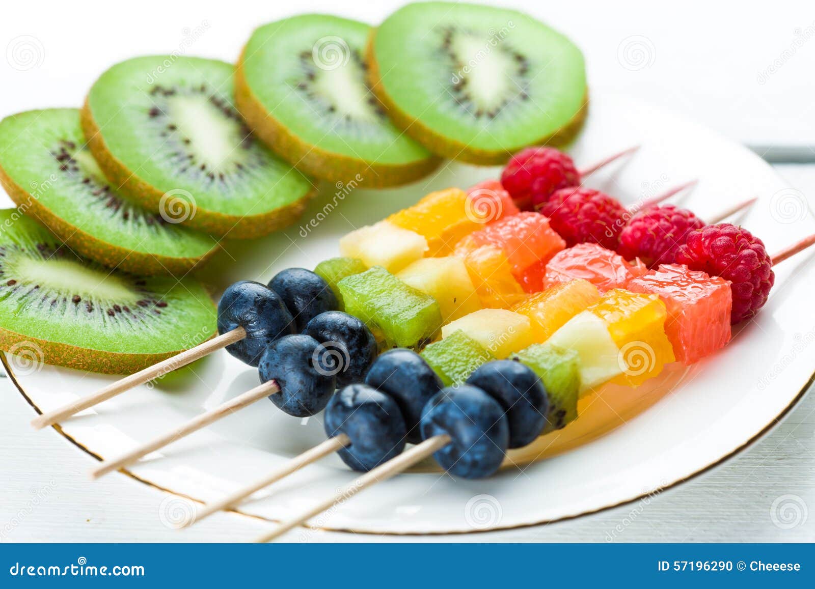 Fresh Summer Fruits on Sticks Stock Photo Image of color, diet 57196290