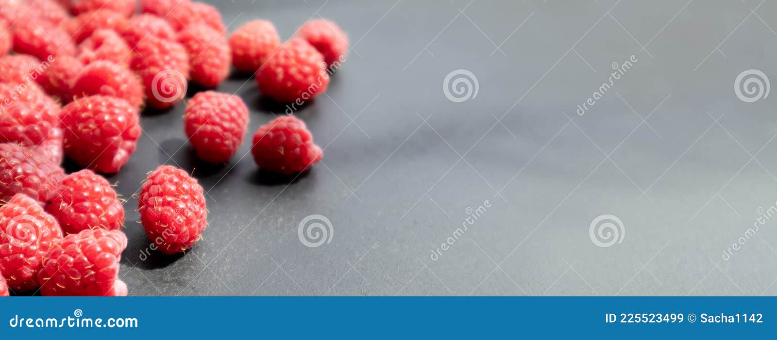 fresh and sweet raspberry in a dark background. selective focus.