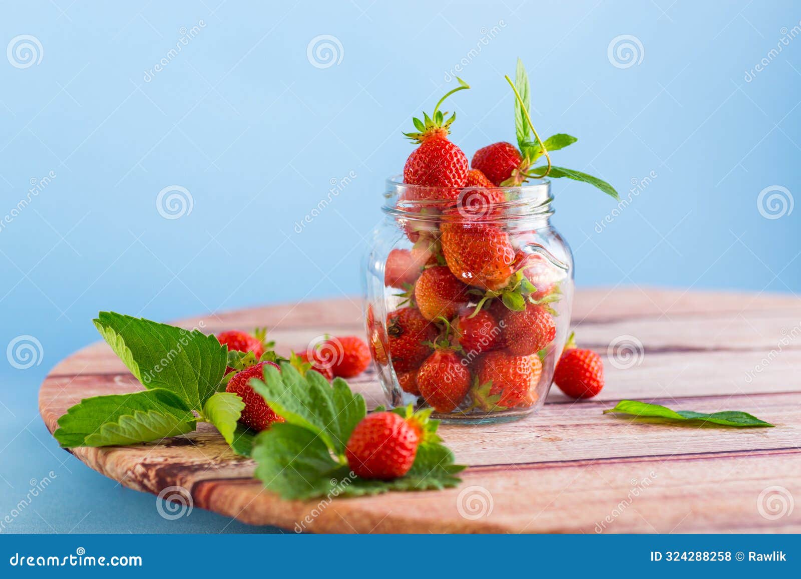 Fresh Sweet Red Strawberries in a Glass Jar Stock Photo Image of green, food 324288258