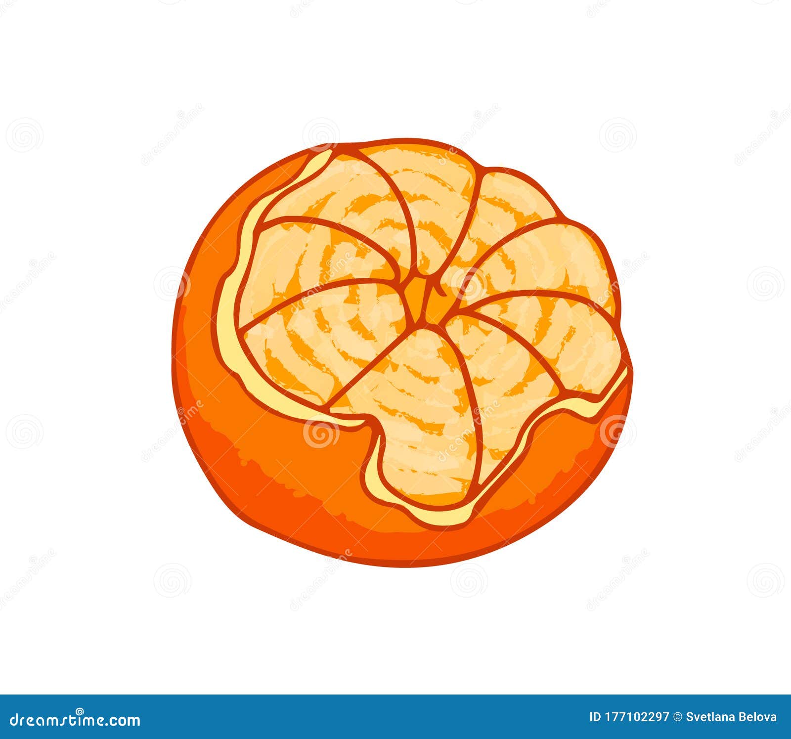Fresh Tangerine. Cartoon Vector Icon Isolated on White Stock Vector