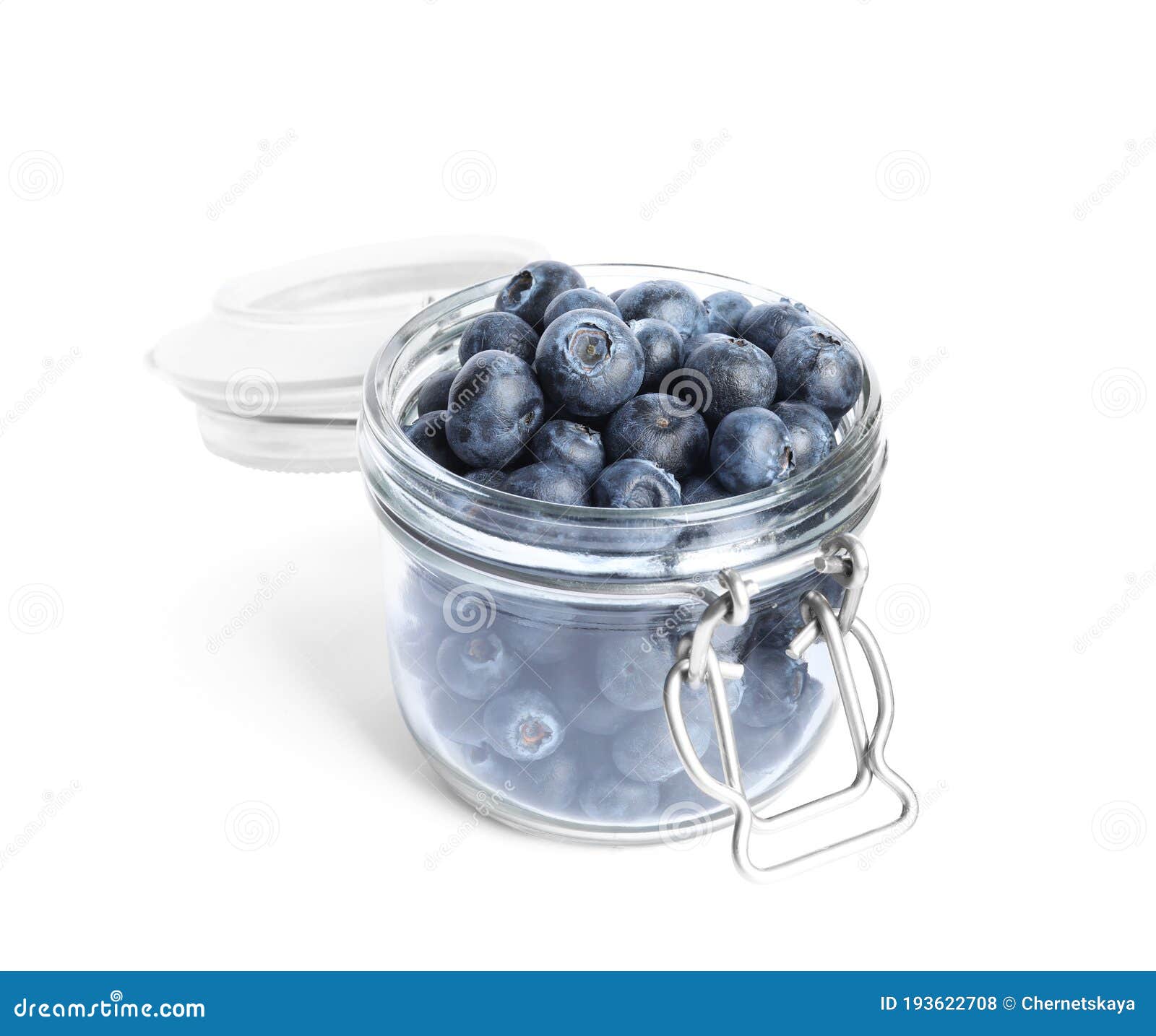 Fresh Tasty Blueberries in Glass Jar Isolated Stock Photo Image of