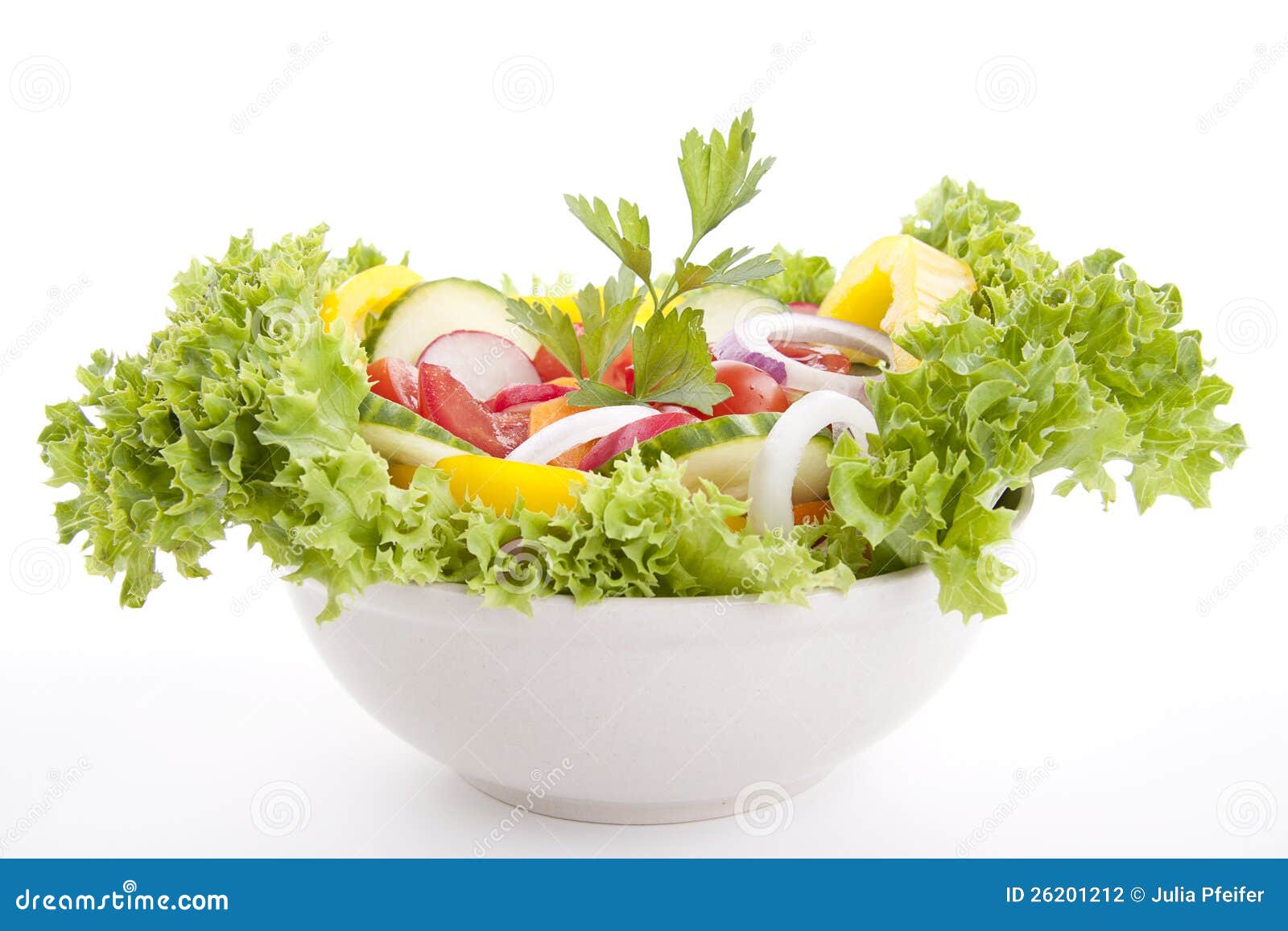 Fresh Tasty Mixed Salad with Different Vegetables Isolated Stock Photo