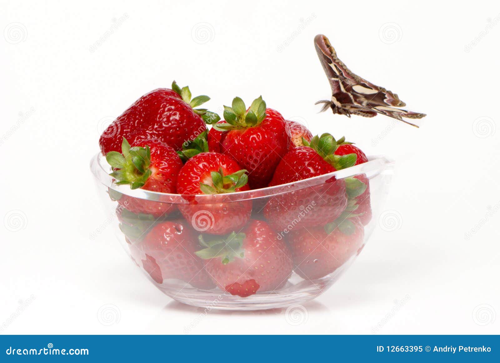 Fresh and Tasty Strawberries and Butterfly Stock Image Image of container, natural 12663395