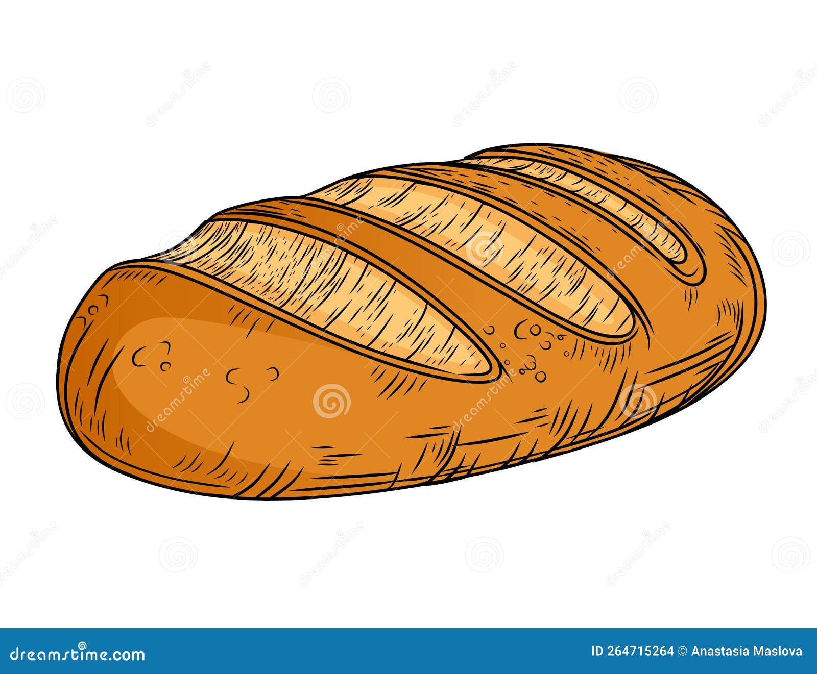 Fresh Tasty White Bread Hand Drawn Style Vector Illustration Isolated