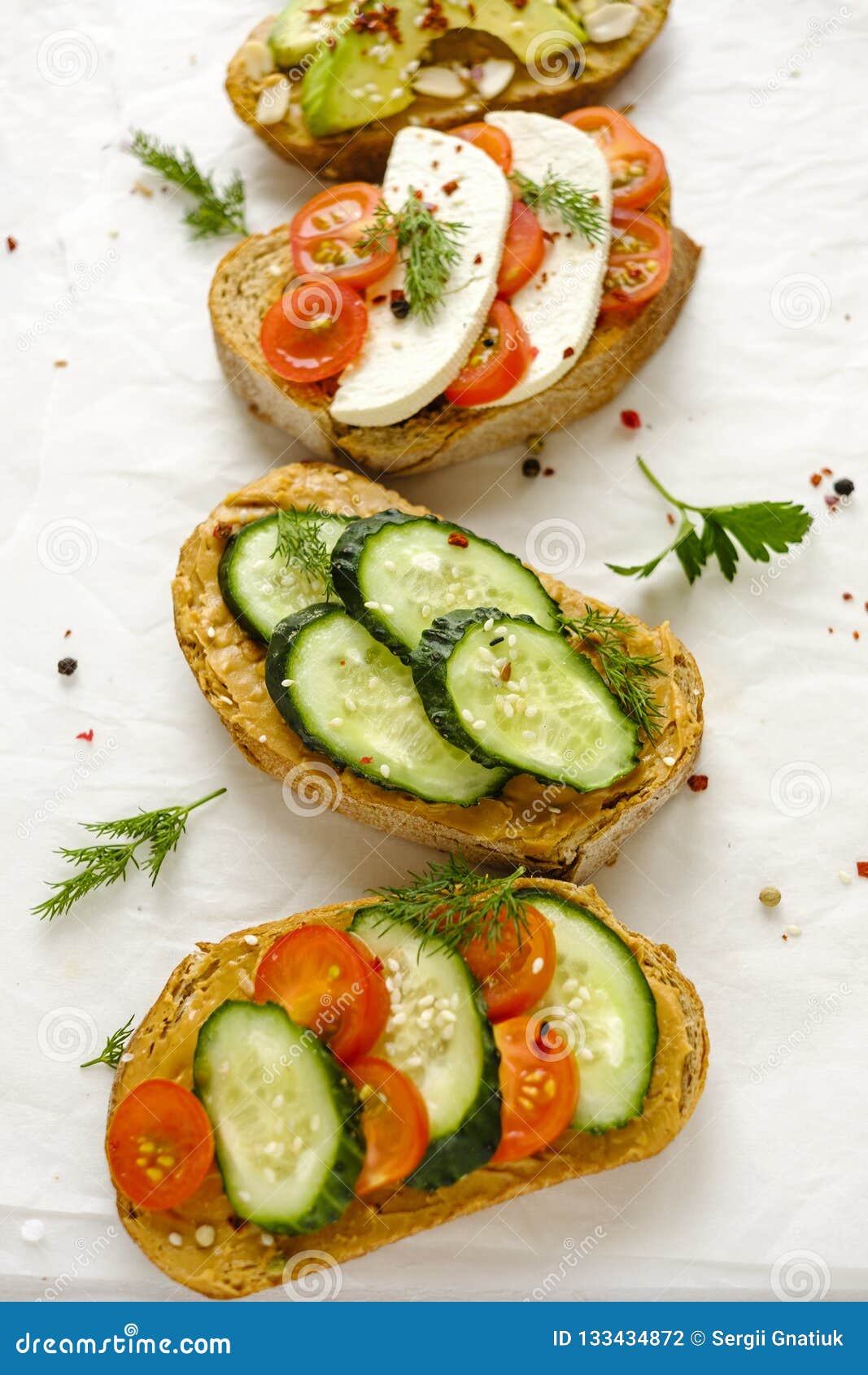 Fresh Toast Sandwiches from Above Stock Photo - Image of napkin ...