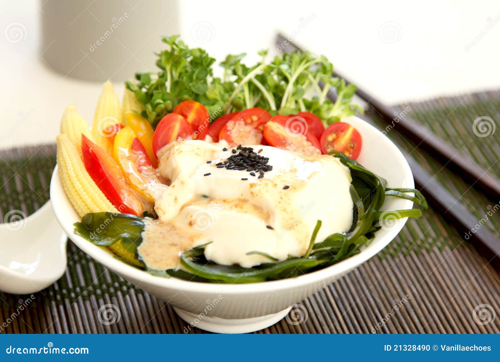 Fresh Tofu Salad [ Healthy Salad ] Stock Photo Image of bowl, gourmet