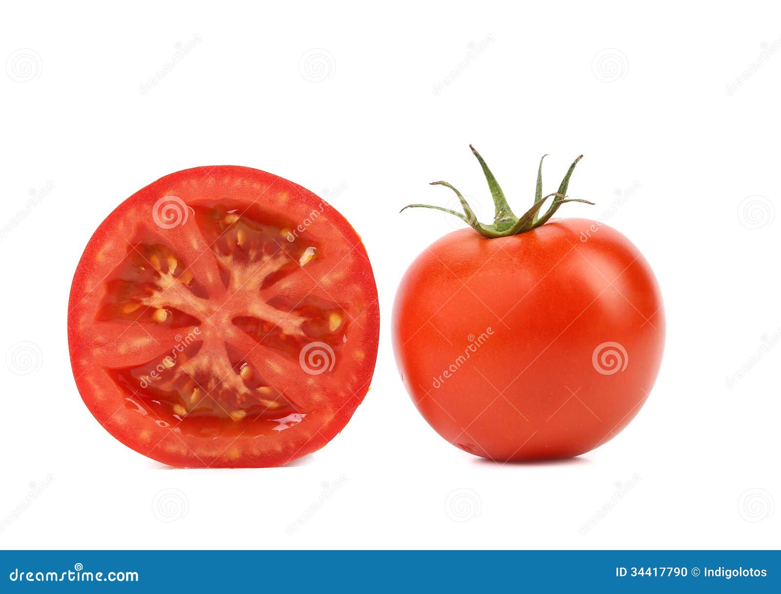 Fresh tomato and half. stock photo. Image of single, slice 34417790