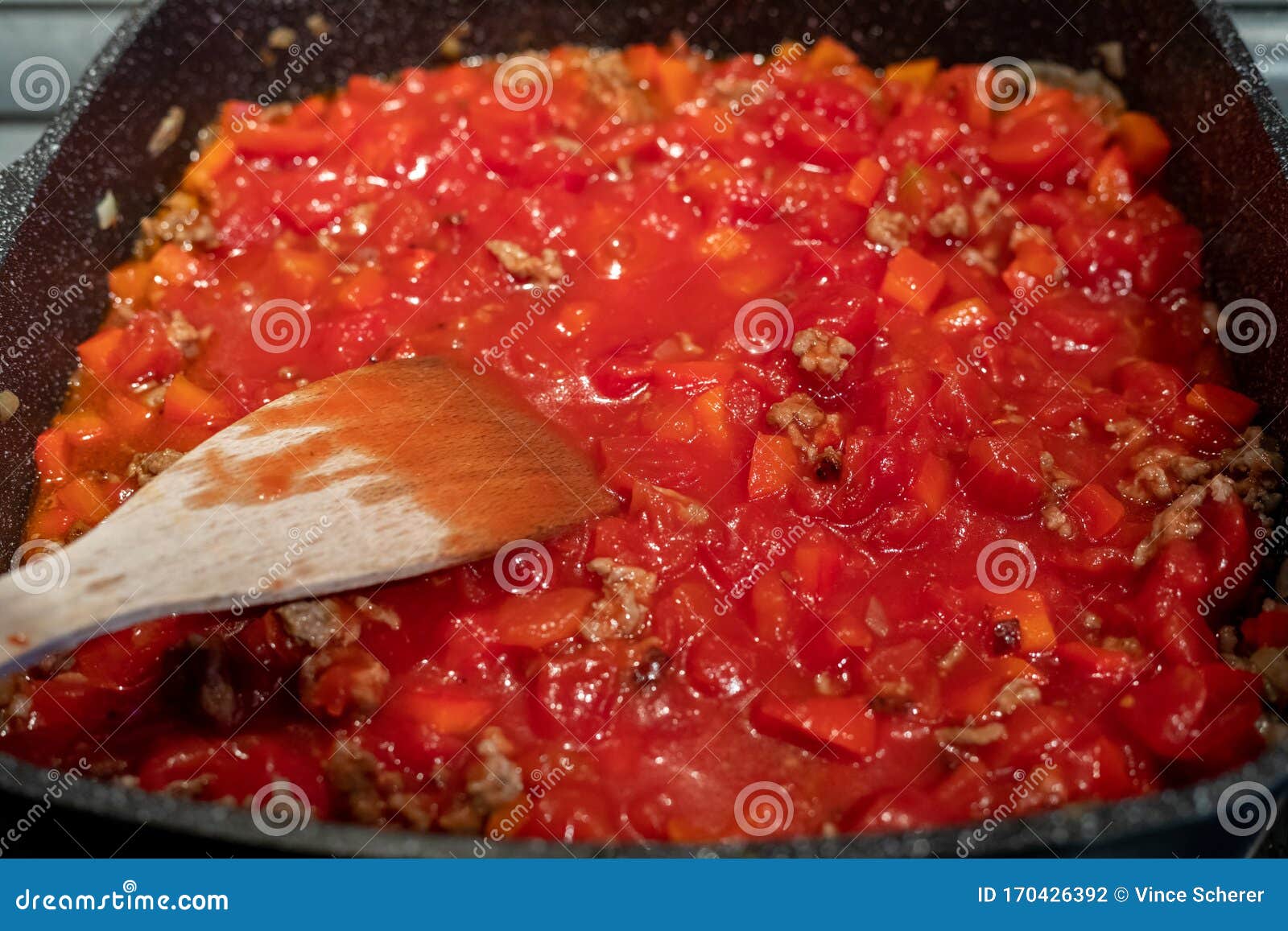Fresh Tomato Sauce for Lasagna Stock Photo Image of dinner, basil