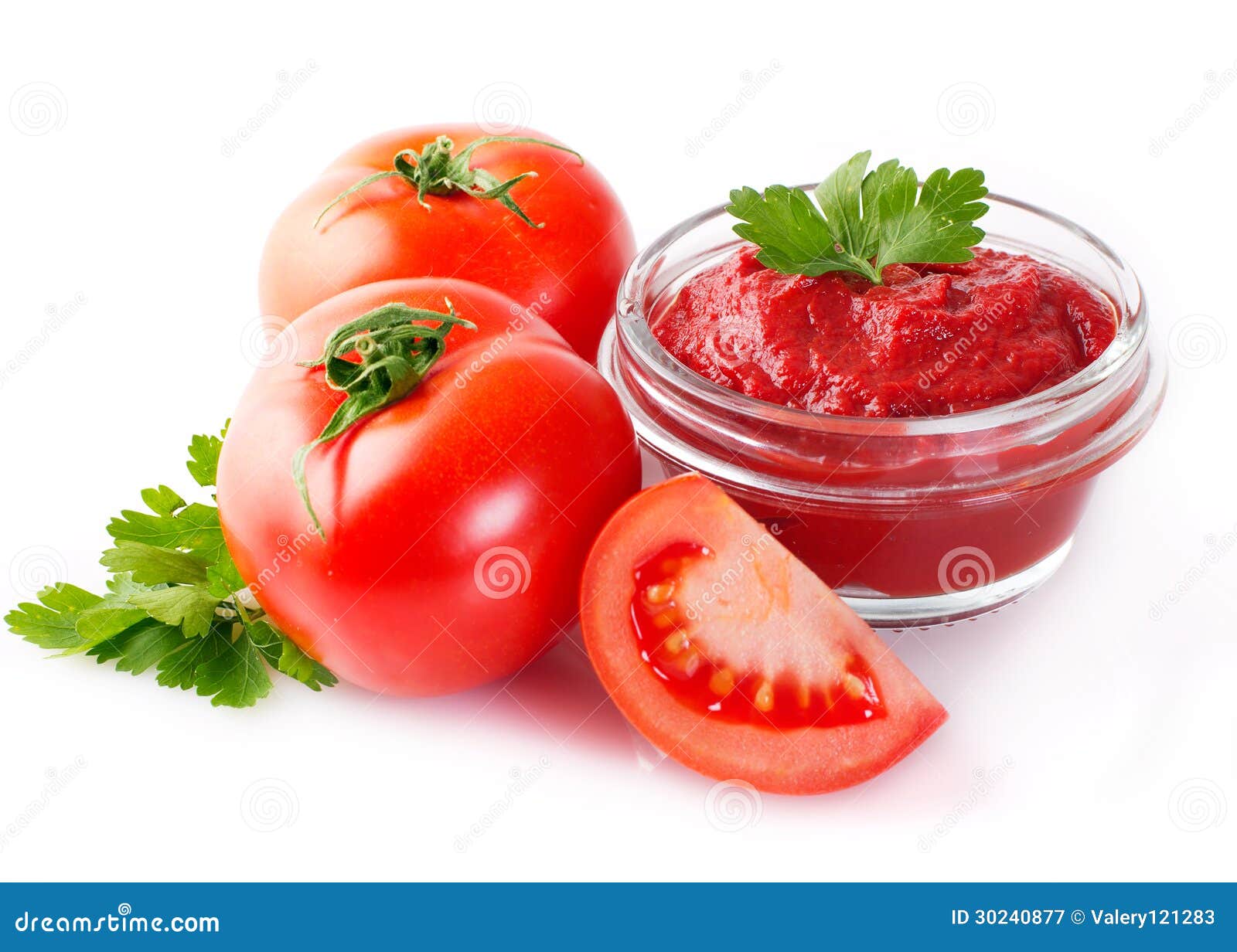 Fresh tomatoes with paste stock image. Image of catsup 30240877