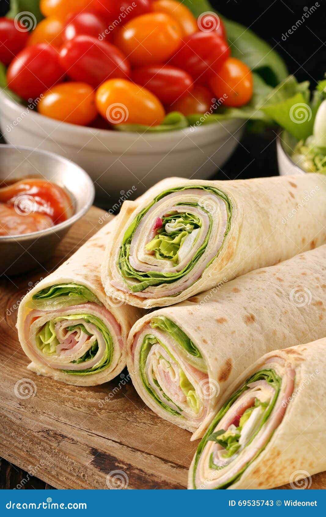 Fresh Tortilla Wraps with Ham Cheese and Vegetables Stock Image Image