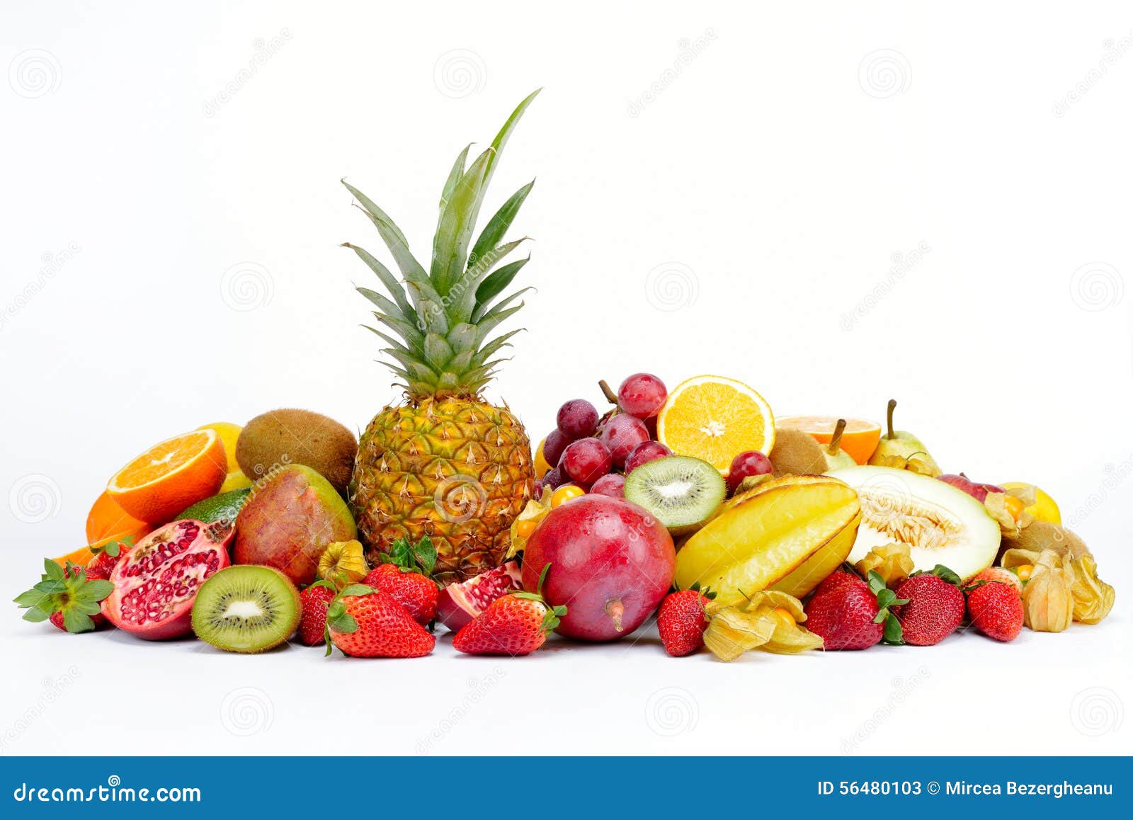 Fresh Tropical Fruits Against White Stock Image Image of juicy