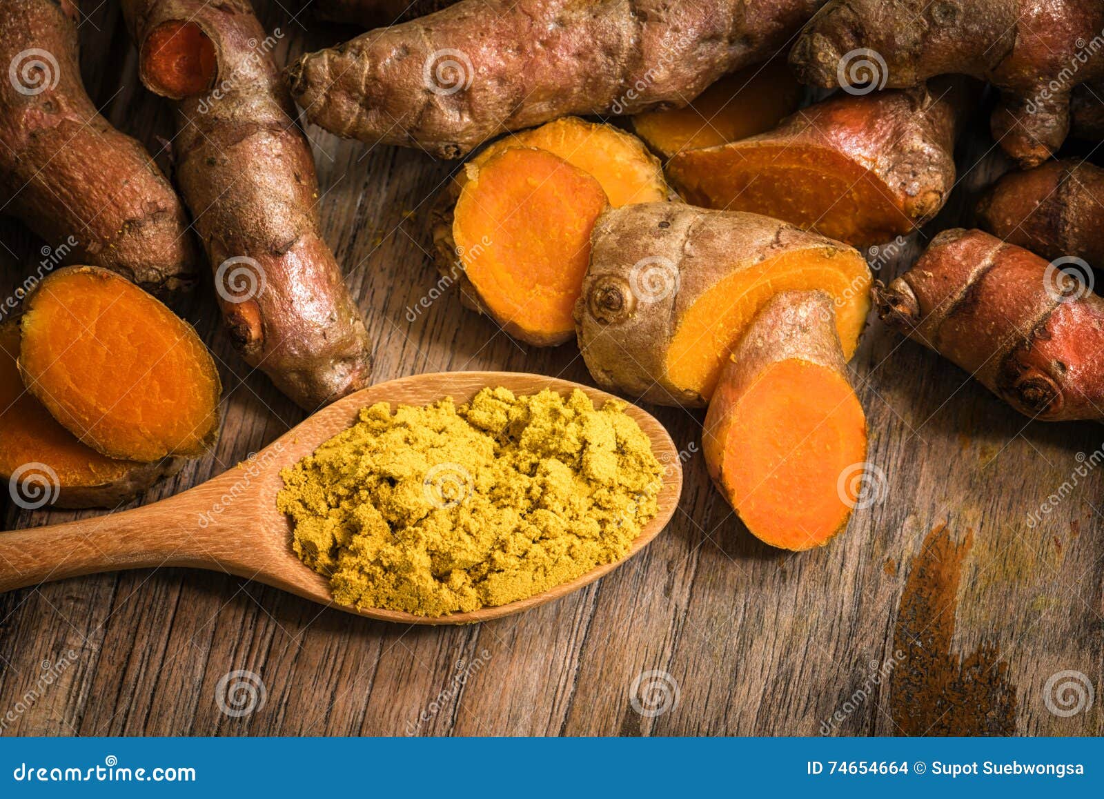 Fresh Turmeric Roots with Turmeric Powder Stock Photo Image of powder