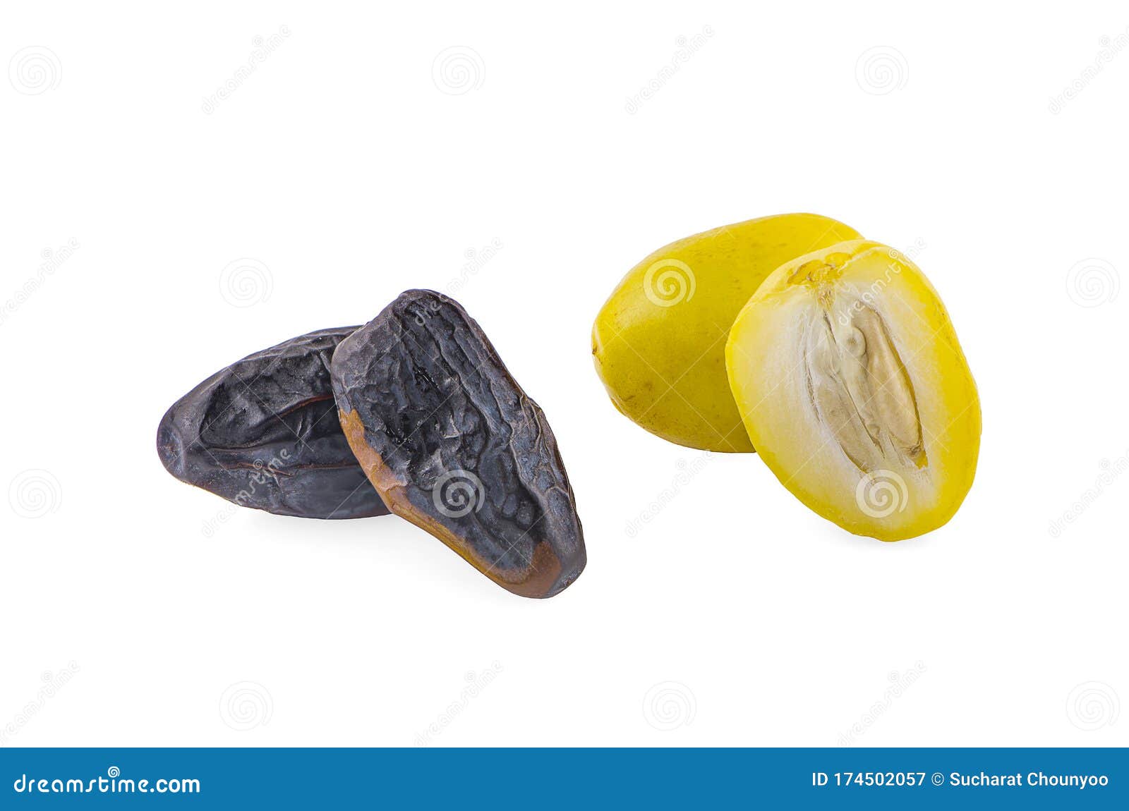 Fresh Undried Date Fruit Isolated on White. Stock Image Image of