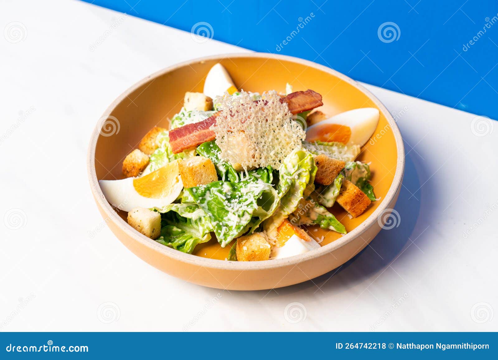 Fresh Vegetable with Boiled Egg Caesar Salad Stock Photo Image of