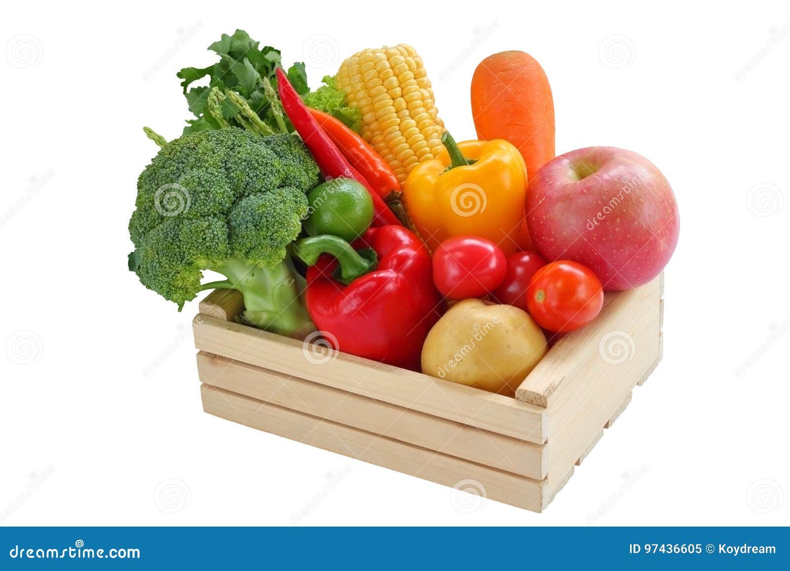 Fresh Vegetable Mixed in the Box Wood. Stock Image Image of white