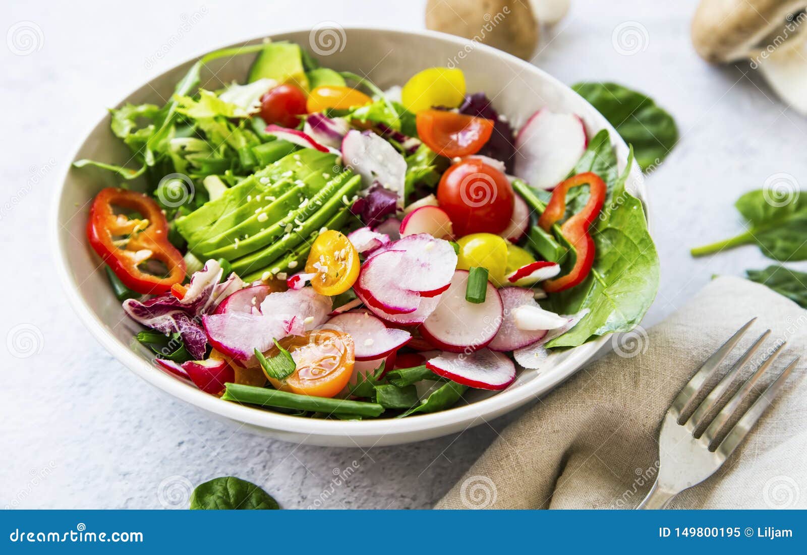 Fresh Vegetable Salad Bowl Closeup Stock Image - Image of lettuce ...