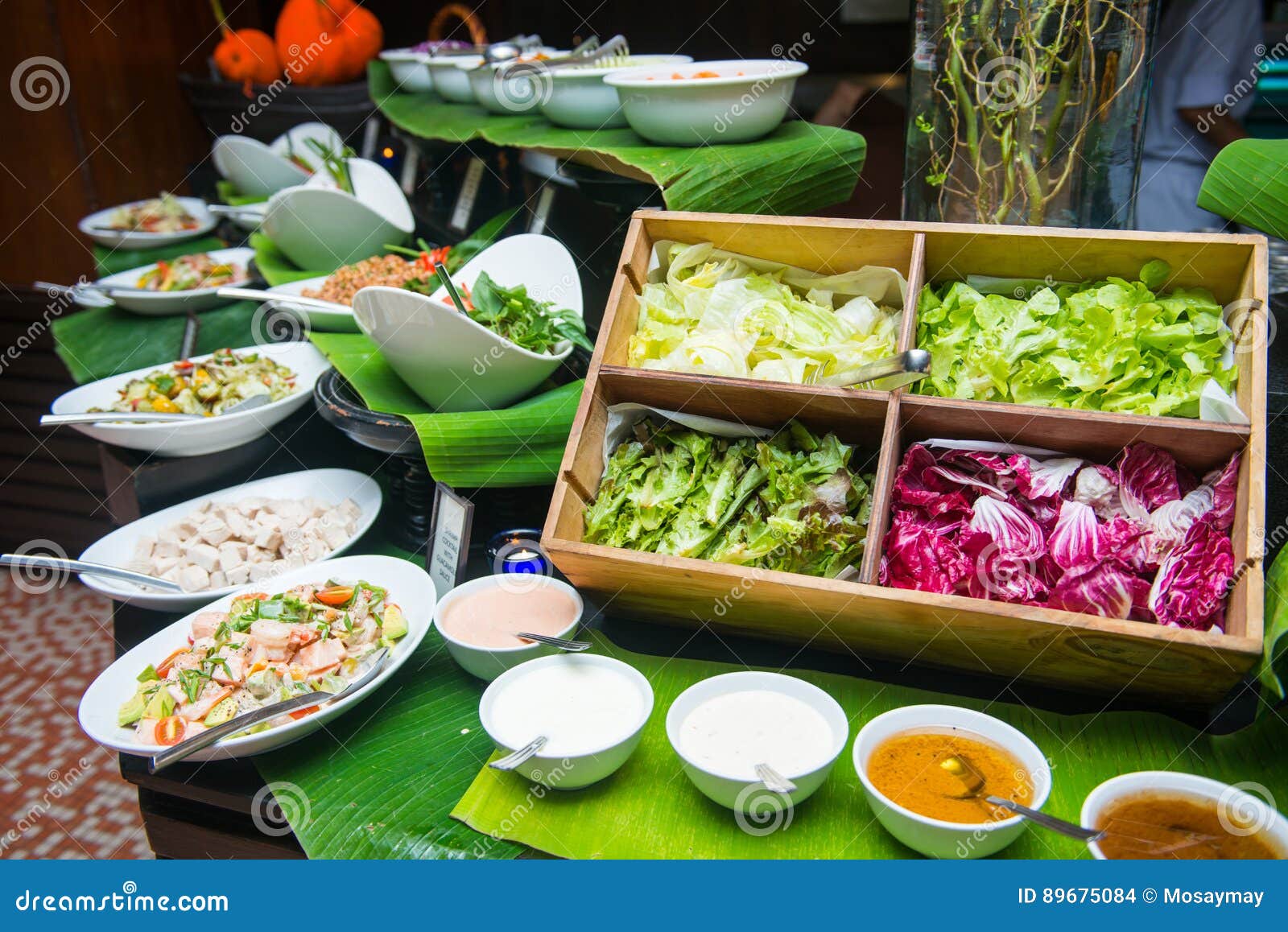 Fresh Vegetable at Salad Corner in Buffet Line Stock Photo Image of