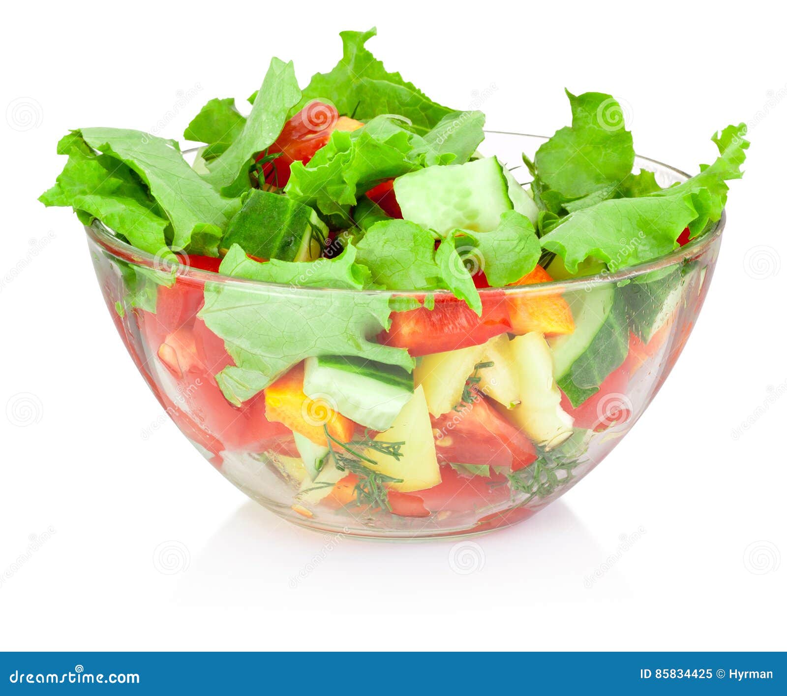Fresh Vegetable Salad in Glass Bowl Isolated on White Background Stock Image Image of capsicum