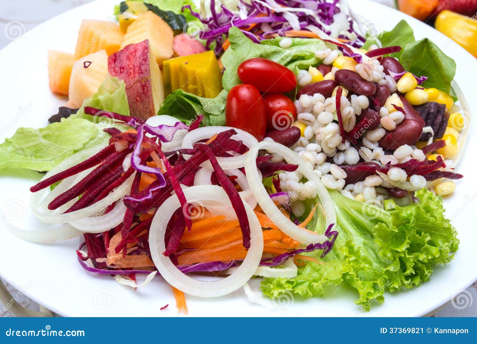 Fresh Vegetable Salad on Plate Stock Image Image of close, paprika