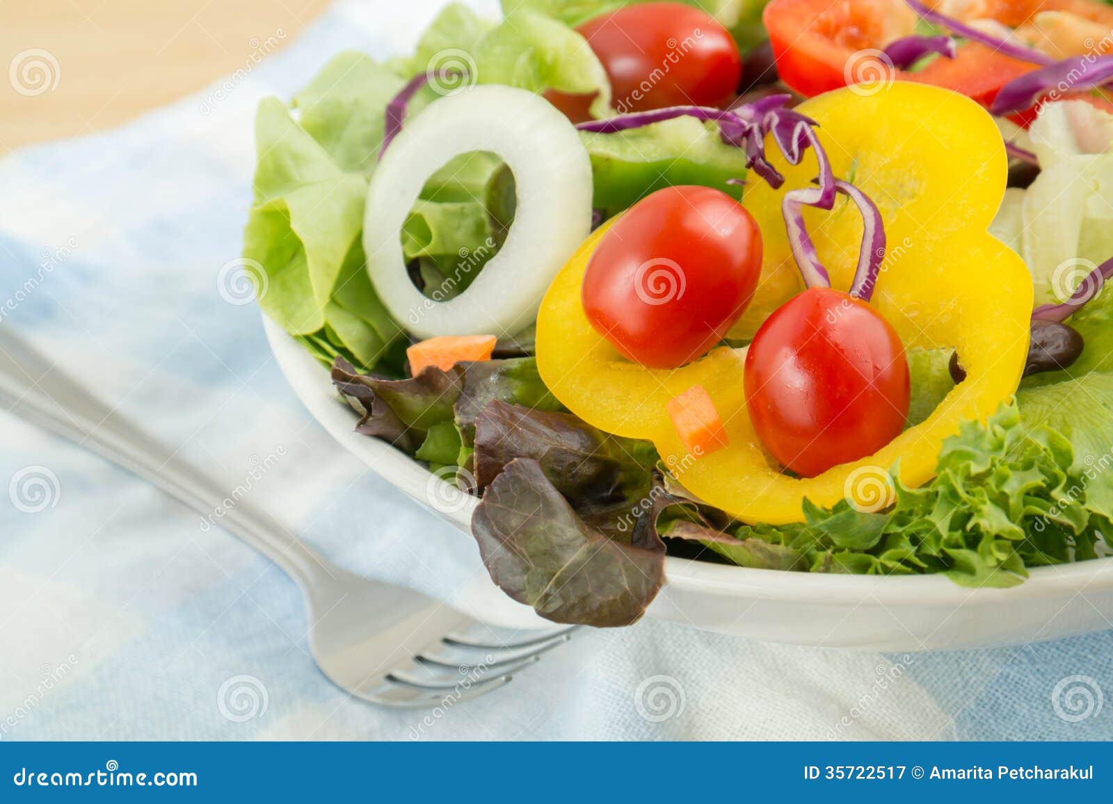 Fresh Vegetable Salad on Plate Stock Image - Image of health, fabric ...
