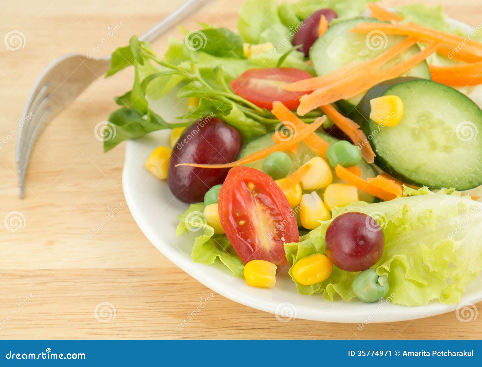 Fresh Vegetable Salad on White Plate Stock Image - Image of organic ...