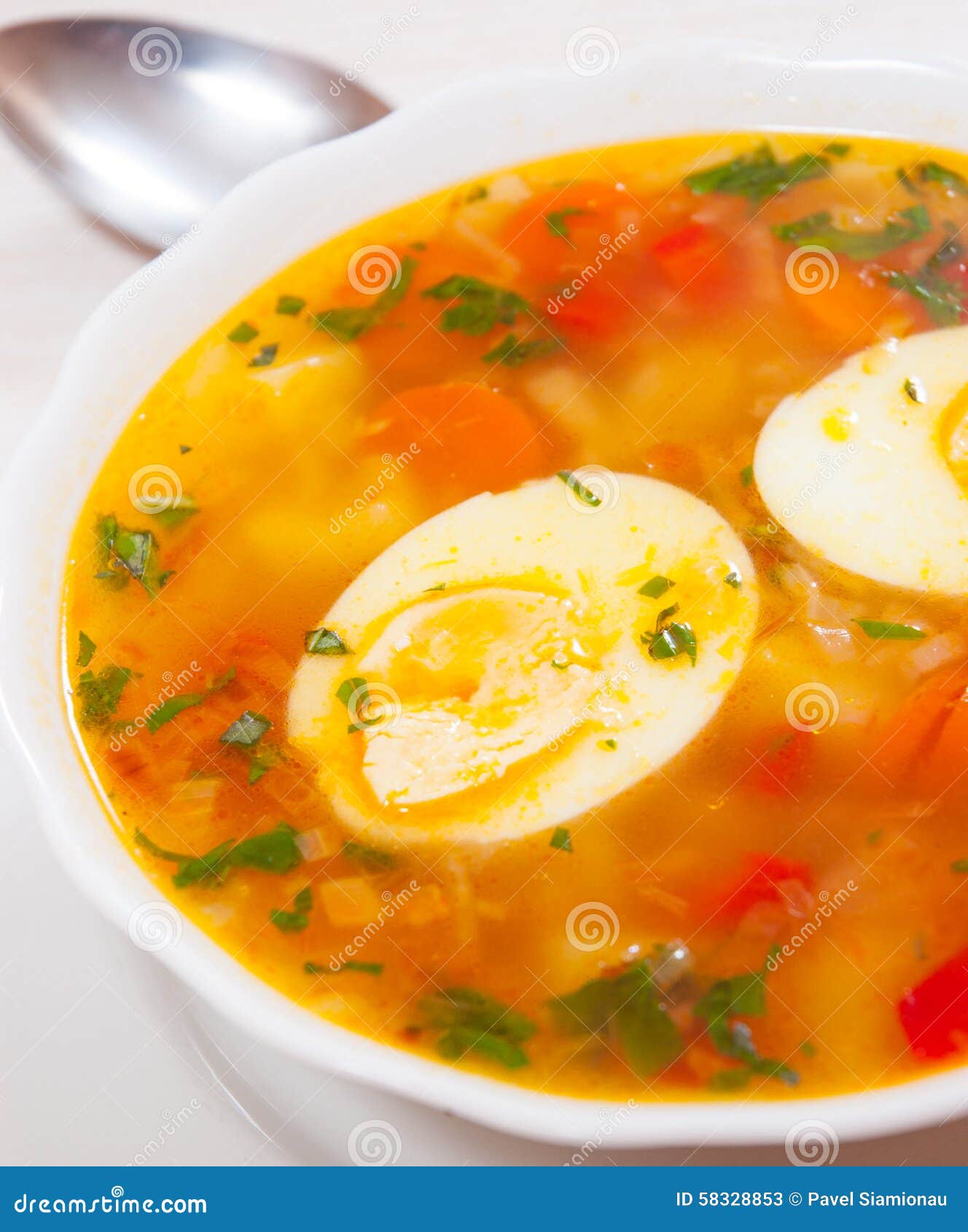 Fresh Vegetable Soup with Egg Stock Image - Image of basil, leek: 58328853