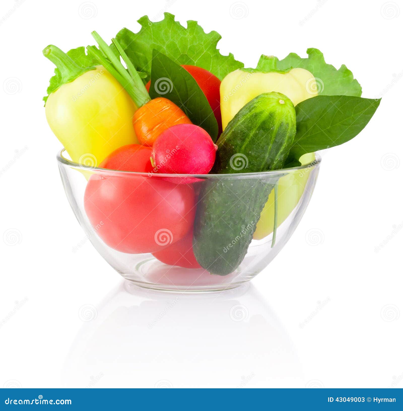 Fresh Vegetable in Transparent Bowl on White Background Stock Image
