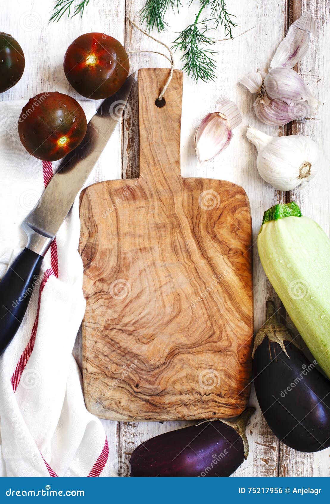 Fresh Vegetables Around Wooden Cutting Board Stock Photo Image of